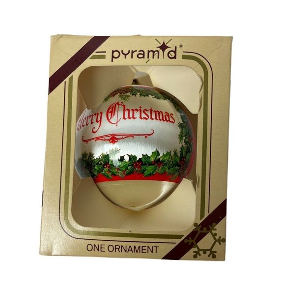 Vintage Pyramid Merry Christmas Ornament Plastic in Box Unbreakable - Picture 1 of 3
